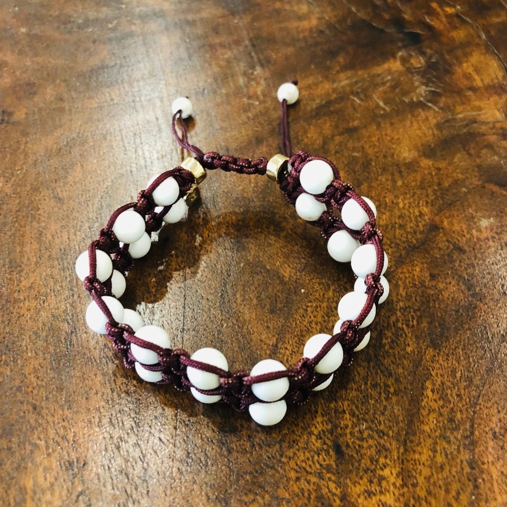 Semi-Precious Adjustable Double Macrame Bracelet - image 1